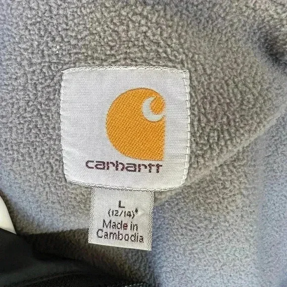 Carhartt Women’s Fleece Lined Hooded Full Zip Nylon Black Jacket Sz L - Picture 6 of 16